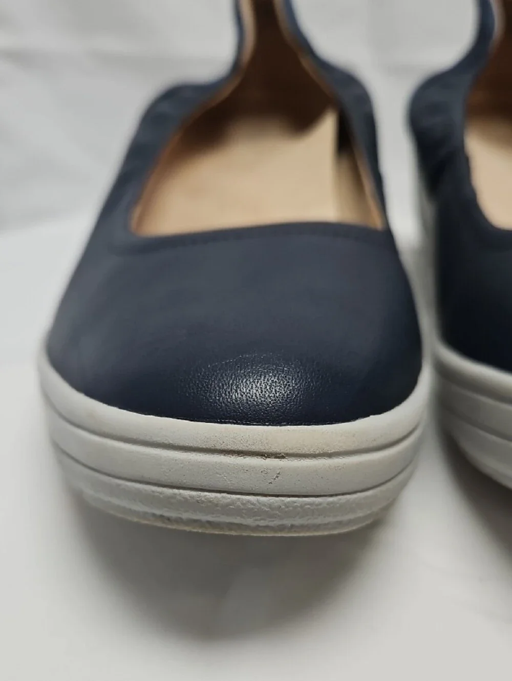 Vionic Jacey Womens 11 Navy Leather Suede Slip On Wedge Sneakers Comfort Shoes